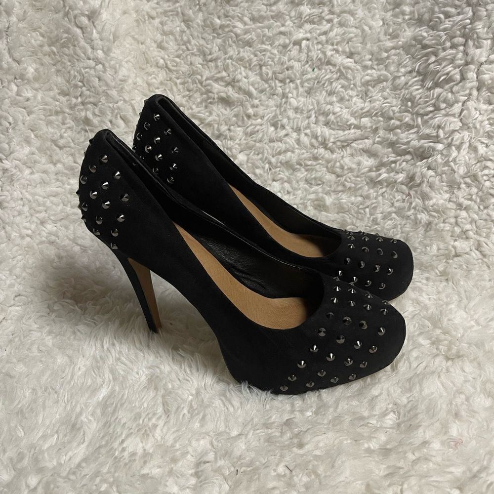 ALDO Michelino Synthetic suede Black studded Platform Heels EU R SZ41 US10.5 - Picture 4 of 10